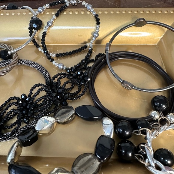 Large group of black silver and gray tonal bracelets - Picture 7 of 7